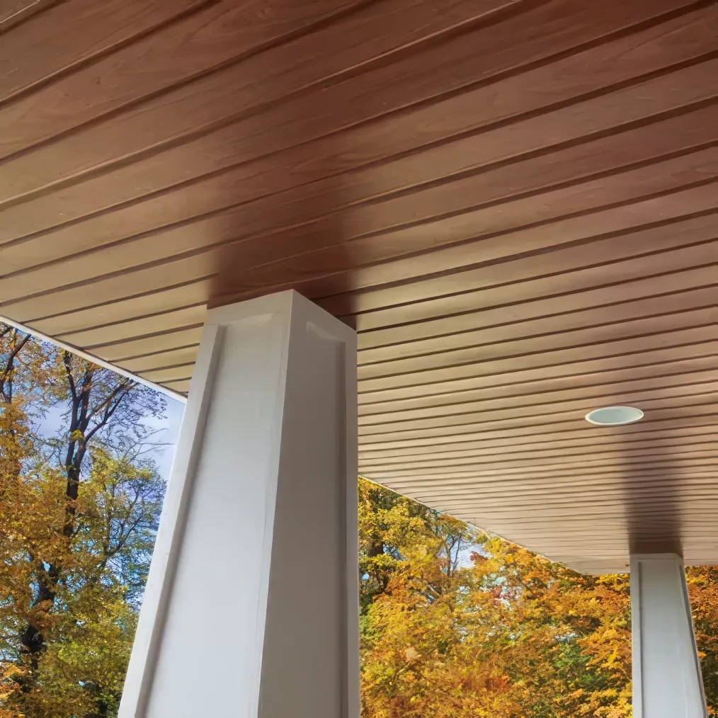 Column & post wraps on a WunderDeck under deck ceiling system